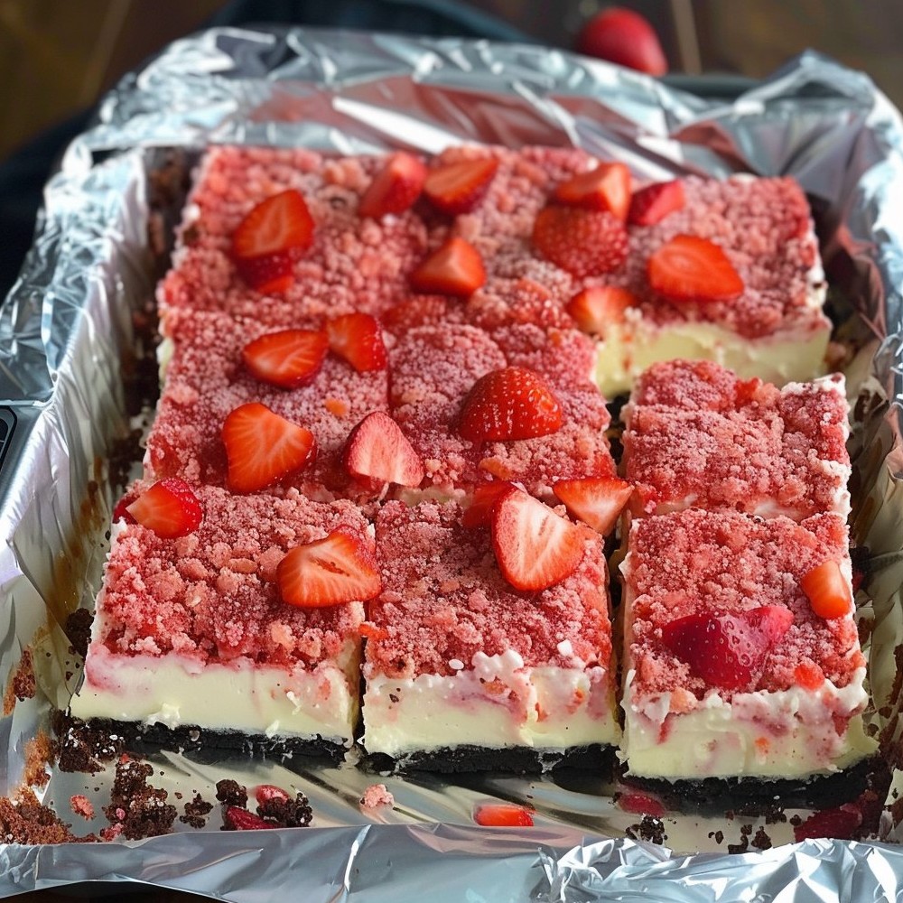 Strawberry Shortcake Cheesecake Bars